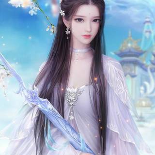 Cute Chinese cartoon girl wallpaper