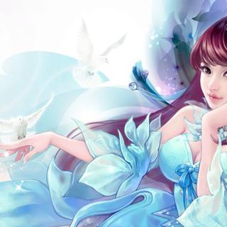 Cute Chinese cartoon girl wallpaper