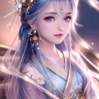 Cute Chinese cartoon girl wallpaper