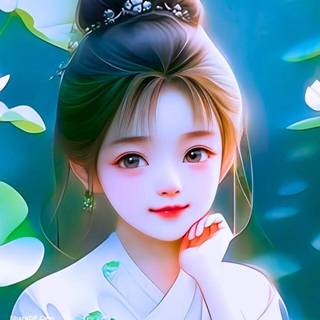 Cute Chinese cartoon girl wallpaper