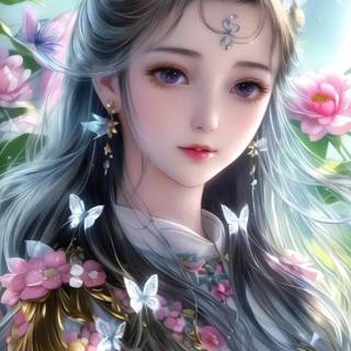 Cute Chinese cartoon girl wallpaper