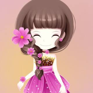 Cute Chinese cartoon girl wallpaper