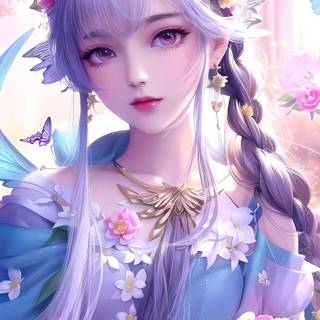 Cute Chinese cartoon girl wallpaper