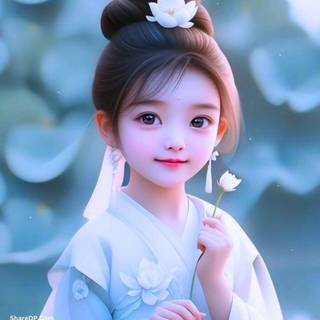 Cute Chinese cartoon girl wallpaper