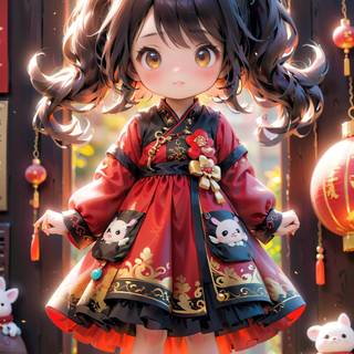 Cute Chinese cartoon girl wallpaper