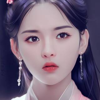 Cute Chinese cartoon girl wallpaper