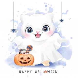 Halloween cat 3440x1440 wallpaper