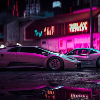 Cars 4k neon wallpaper