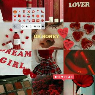 Red collage iPhone wallpaper