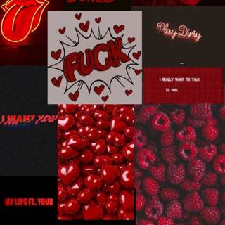 Red collage iPhone wallpaper