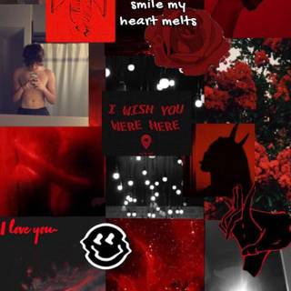 Red collage iPhone wallpaper