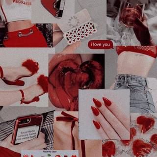 Red collage iPhone wallpaper