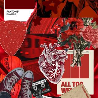 Red collage iPhone wallpaper