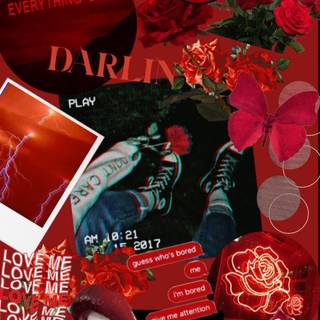 Red collage iPhone wallpaper