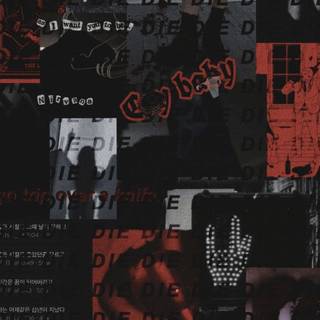 Red collage iPhone wallpaper