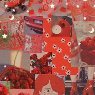 Red collage iPhone wallpaper