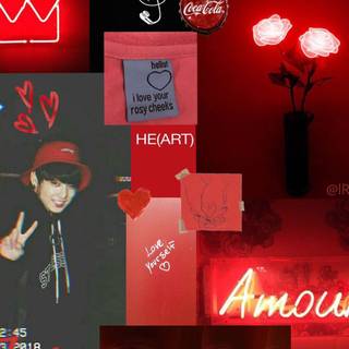 Red collage iPhone wallpaper