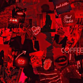 Red collage iPhone wallpaper