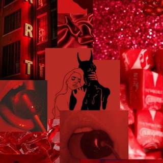 Red collage iPhone wallpaper