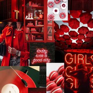 Red collage iPhone wallpaper