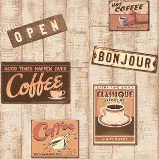 Vintage cafe wallpaper