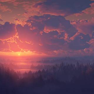 Digital sunrise wallpaper