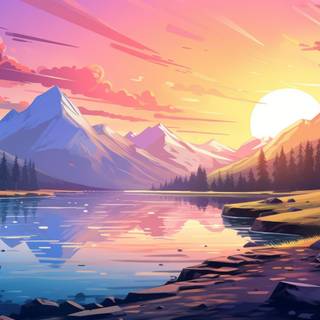 Digital sunrise wallpaper