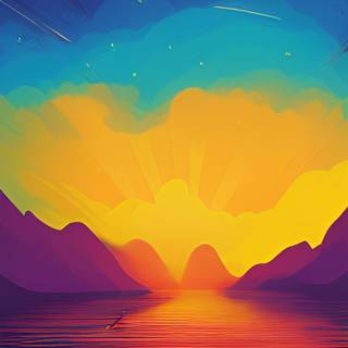 Digital sunrise wallpaper