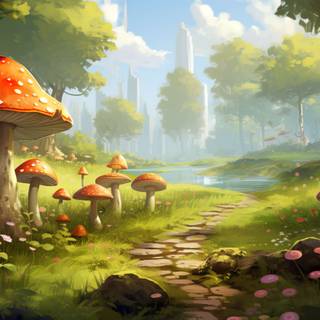 Mushroom cartoon wallpaper