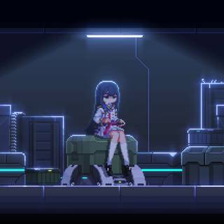 Pixel art anime wallpaper