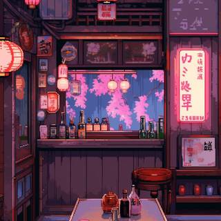 Pixel art anime wallpaper