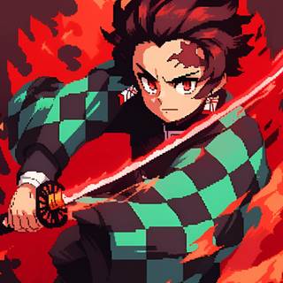 Pixel art anime wallpaper
