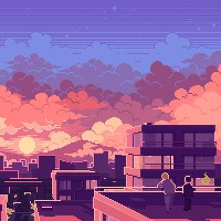Pixel art anime wallpaper