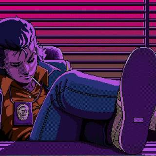 Pixel art anime wallpaper