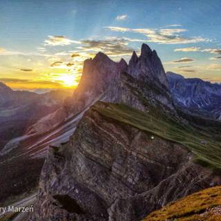Dolomites Italy Seceda Mountain Ridge wallpaper