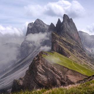 Dolomites Italy Seceda Mountain Ridge wallpaper