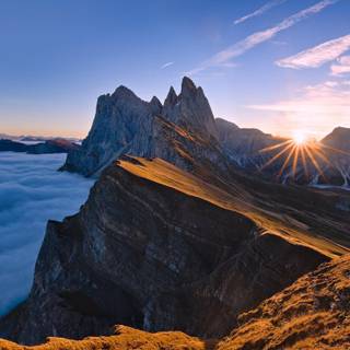 Dolomites Italy Seceda Mountain Ridge wallpaper