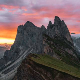 Dolomites Italy Seceda Mountain Ridge wallpaper