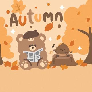 Autumn bear aesthetic wallpaper