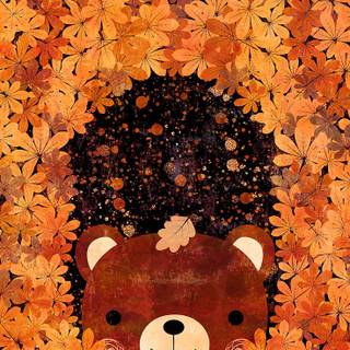 Autumn bear aesthetic wallpaper