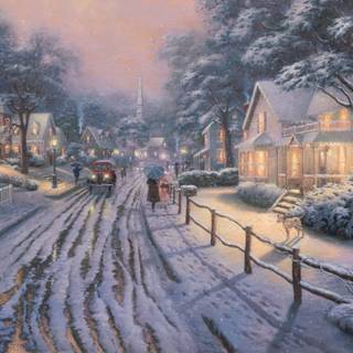 Winter snow town wallpaper