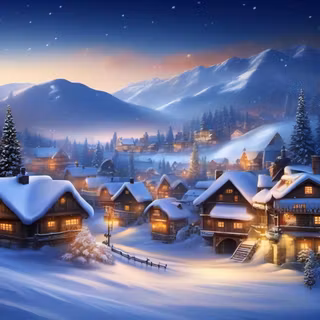 Winter snow town wallpaper