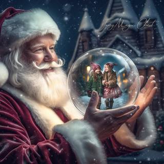 Snow globe Christmas scene wallpaper