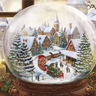 Snow globe Christmas scene wallpaper