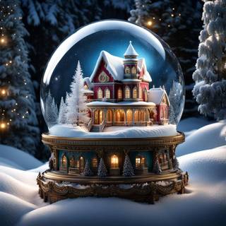 Snow globe Christmas scene wallpaper