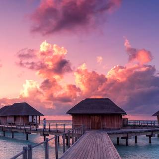 Maldives overwater bungalows wallpaper