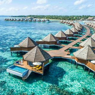 Maldives overwater bungalows wallpaper