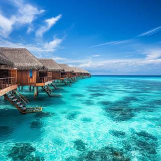 Maldives overwater bungalows wallpaper