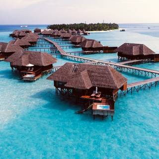 Maldives overwater bungalows wallpaper