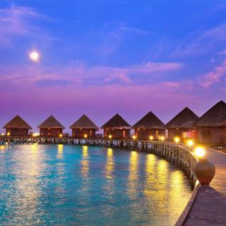 Maldives overwater bungalows wallpaper